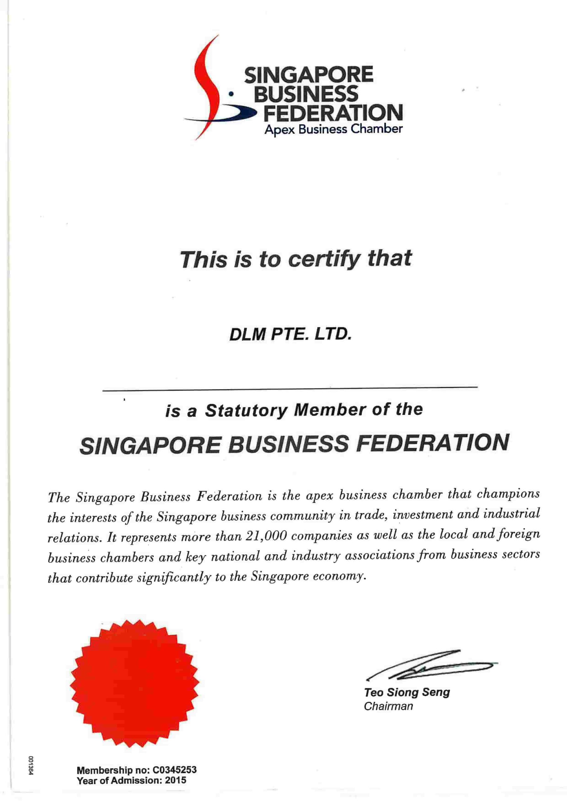 SBF Member - DLM Pte Ltd